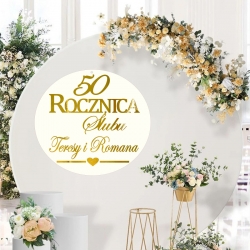 Baner na  Rocznicę Ślubu Tablica Ścianka Koło różowe złote lustro